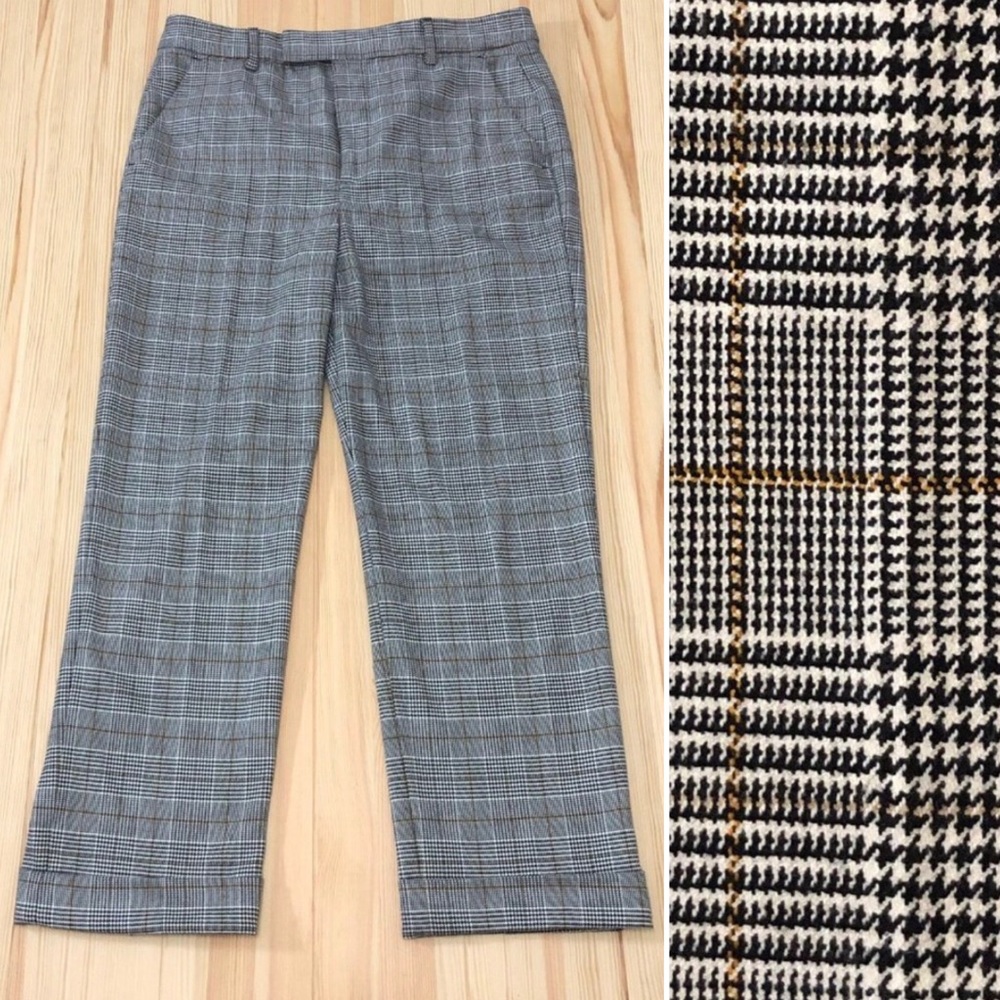 PLAID STRETCHED PANTS FOLDED CUFFS